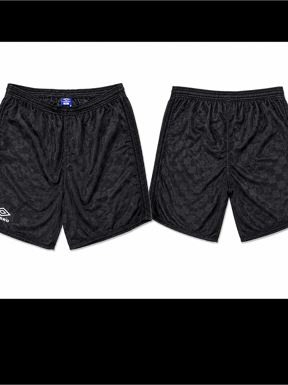 Umbro Mens Black Checker-Texture Athletic Shorts